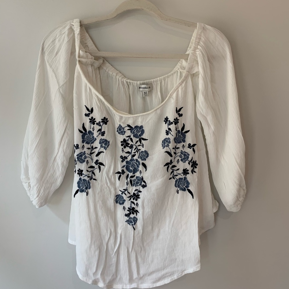 White Abercrombie and Fitch off the shoulder top
